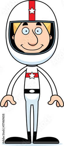 Cartoon Smiling Race Car Driver Man