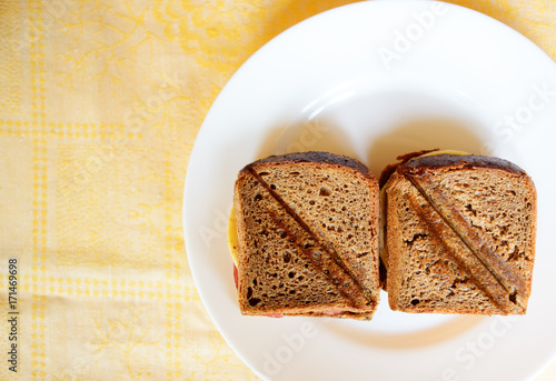 toasted ham and cheese sandwich photo