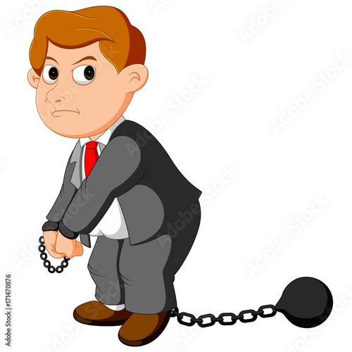 corruption businessman with ball and chain