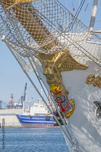 Valokuva Detail of Wooden figurehead on Gloria colombian ship