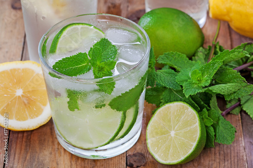 Mojito. A delicious cocktail. cold. Refreshing. Lemon and lime. For your design.