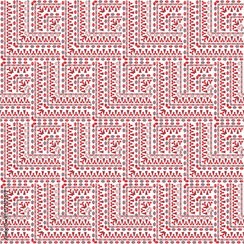 Seamless geometric motley red white  pattern with  small  elements