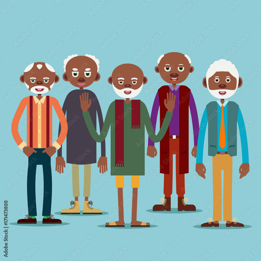 Group of elderly afro american men