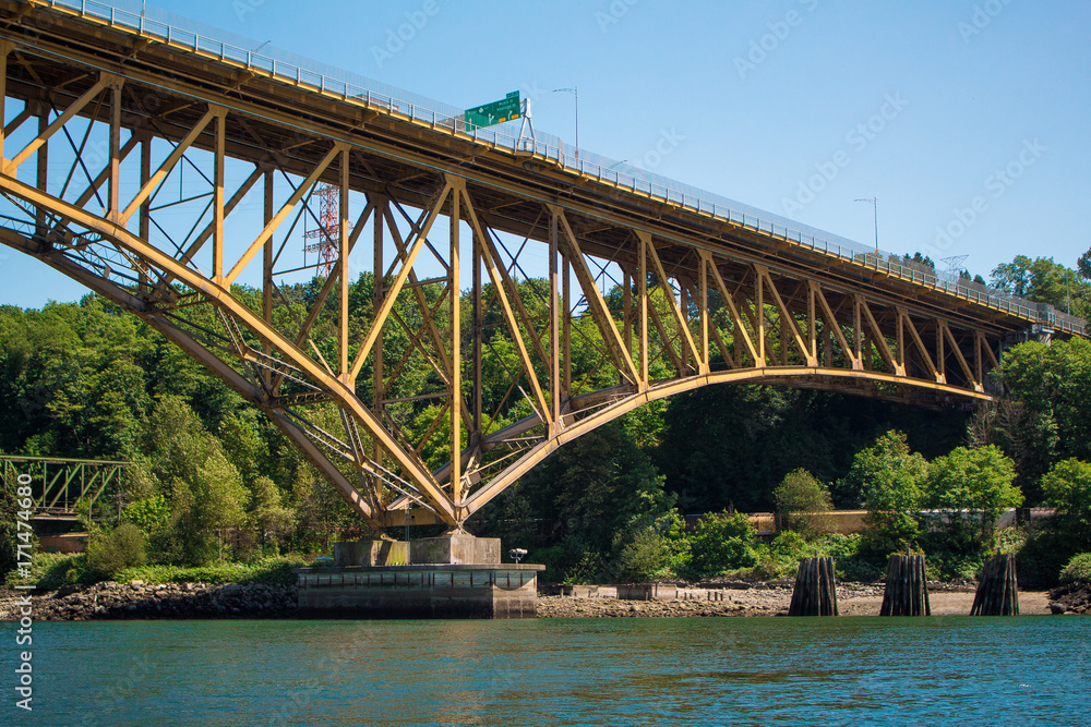 Fototapeta premium Photo of Iron Worker's Memorial Bridge in Vancouver, BC