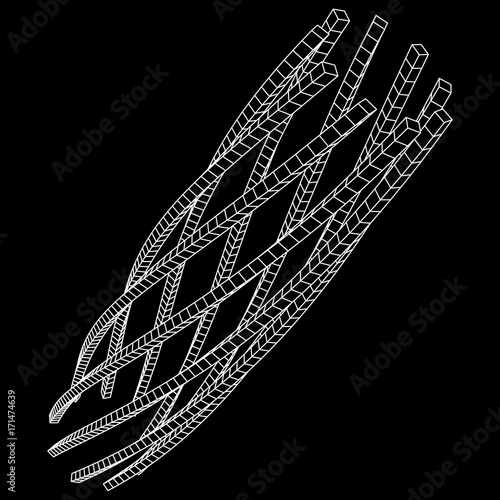 Low poly truss structure wireframe mesh background. Scinece and tech vector illustration.