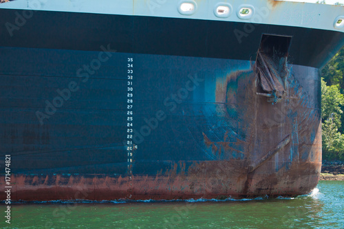 Photo of the side of a cargo ship