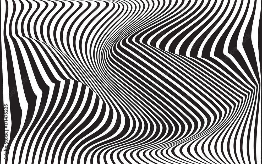 optical art abstract background wave design black and white