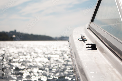 Photo of boat in the water close up