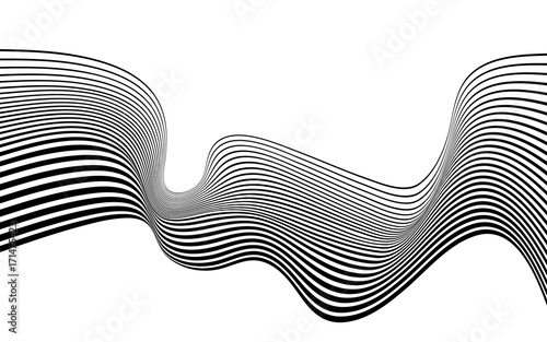 optical art abstract background wave design black and white