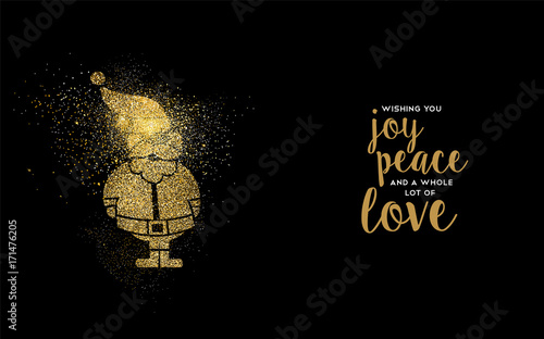 Christmas gold glitter santa claus holiday card