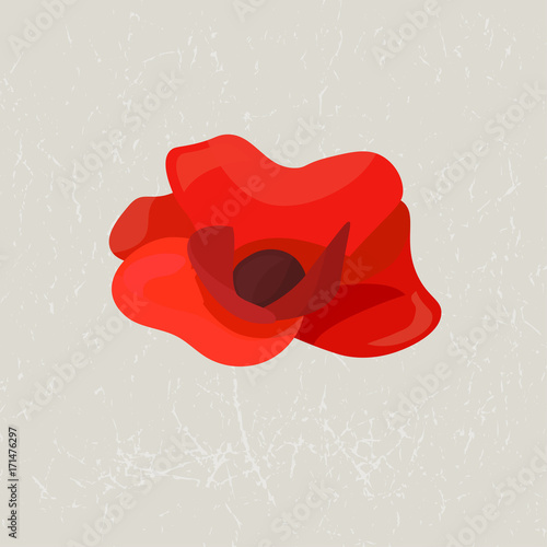 Fototapeta Naklejka Na Ścianę i Meble -  Minimalistic poppy flower on a grunge background.