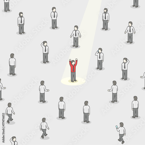 Businessman spotlight. Human Resource and Recruitment. Business people hire concept.