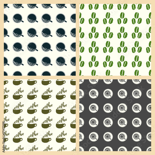 Coffee vector illustration on a seamless pattern background
