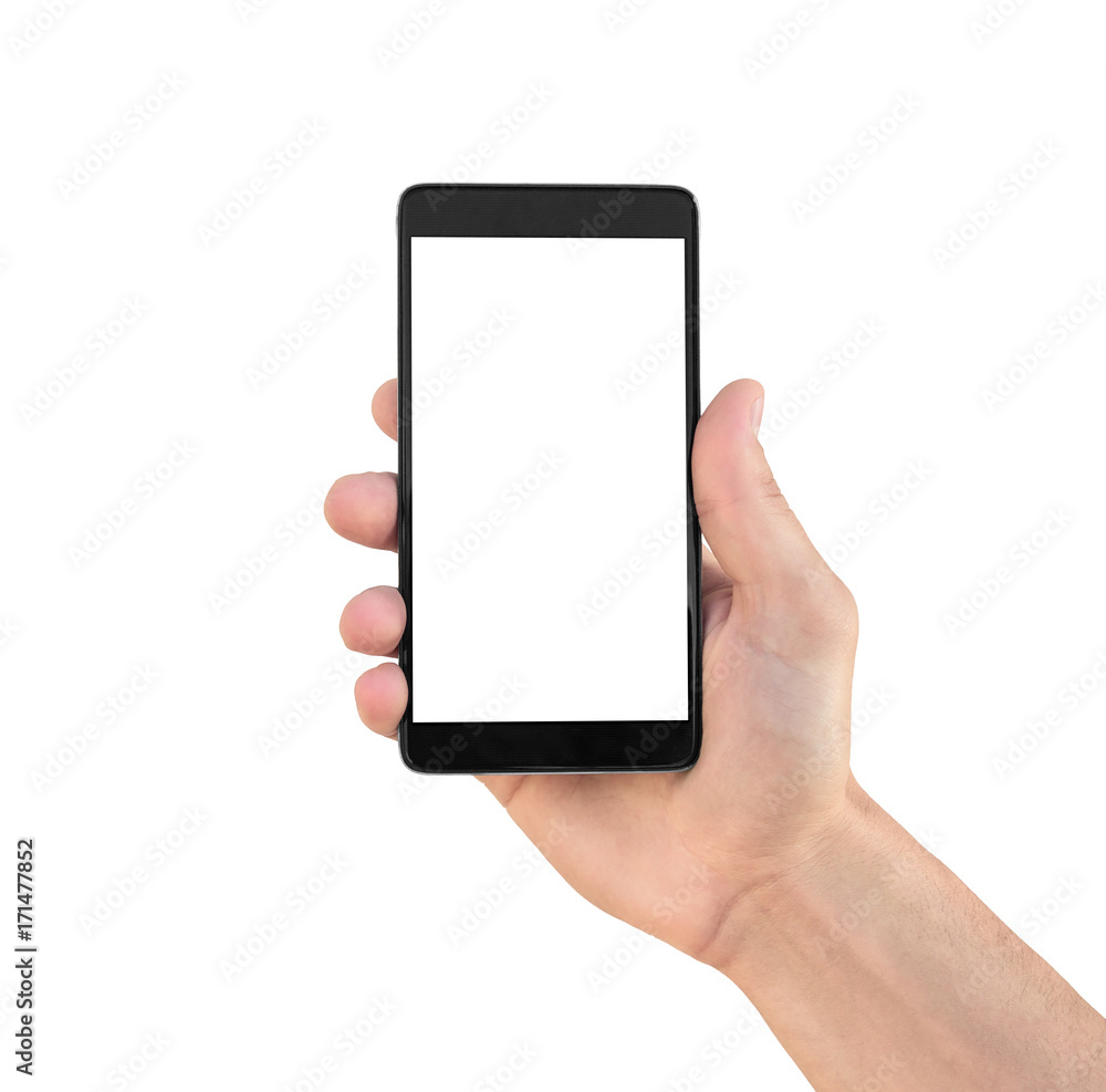 Modern smartphone in hand isolated Modern smartphone in hand isolated