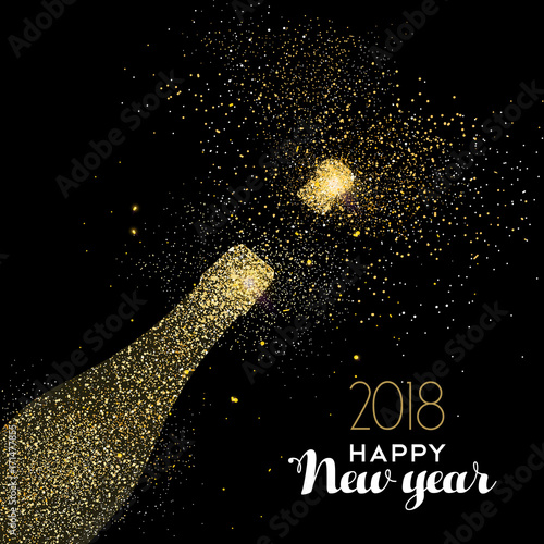 Happy New Year party drink gold glitter dust card