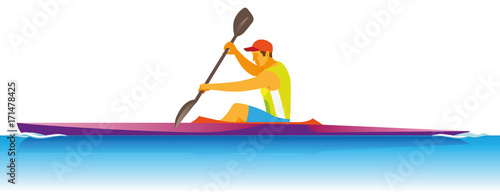 A young strong man is a professional athlete - kayaker