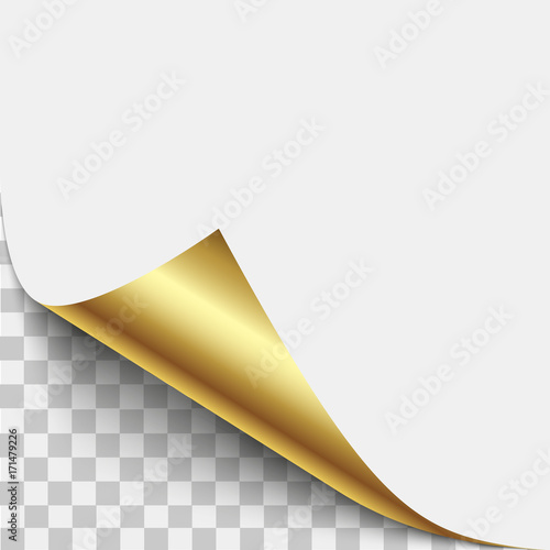 Silver page corner peel. Silver page curled fold with shadow. Blank sheet of folded sticky paper note. Vector illustration sticker peel for advertising and promotional message 