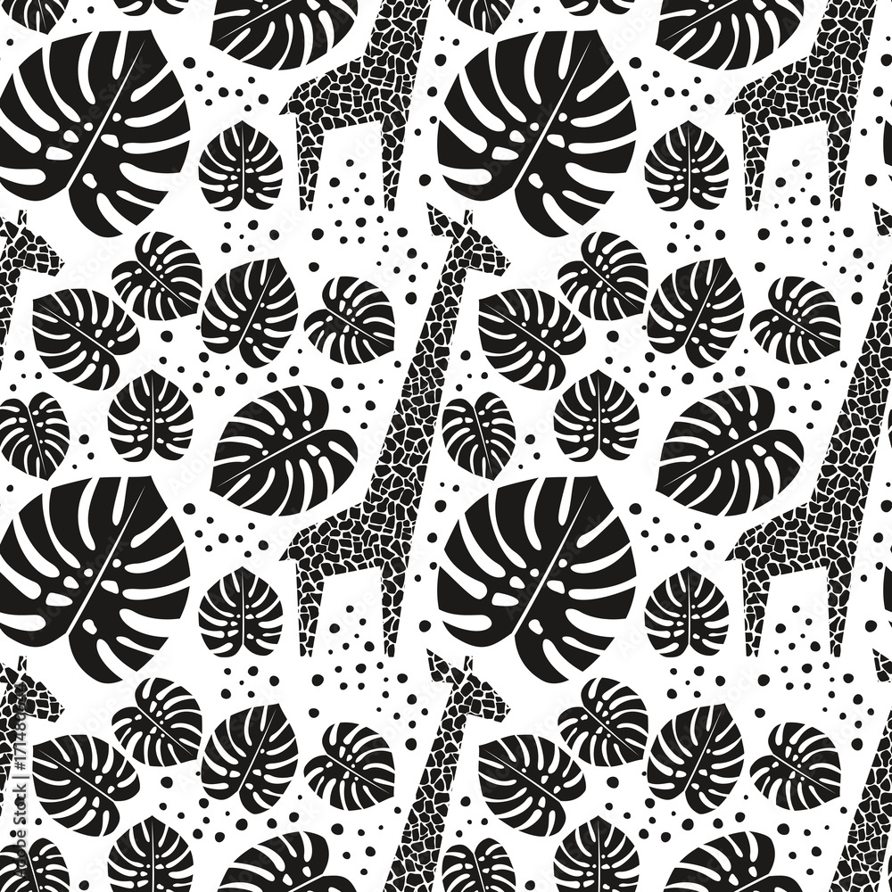 Black And White Giraffe Print Wallpaper