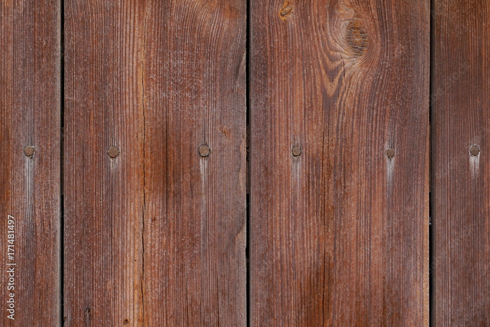 Naklejka premium old wooden boards and wooden nails