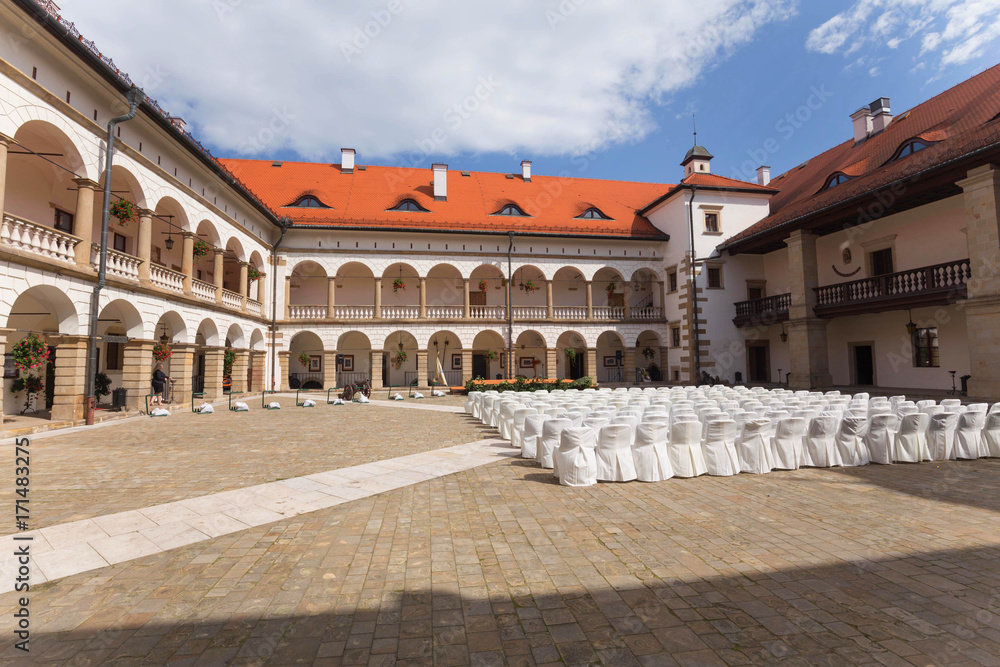 Niepolomice near the Krakow / historical architecture / castle courtyard