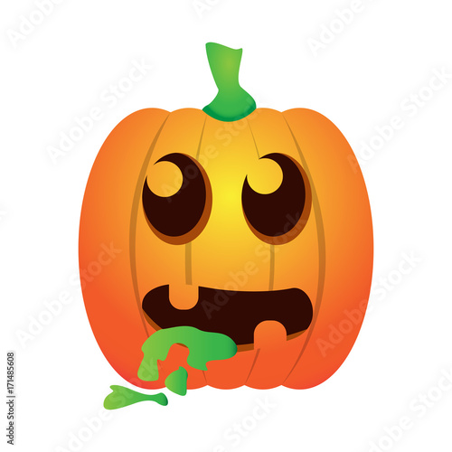 Isolated sick jack-o-lantern on a white background, Vector illustration
