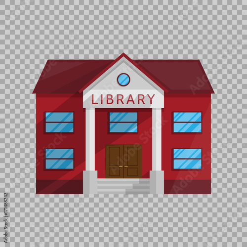 Library building in Flat style isolated on transparent background Vector Illustration. Symbol Architecture house Shop Books literature education teaching reading getting Illustration