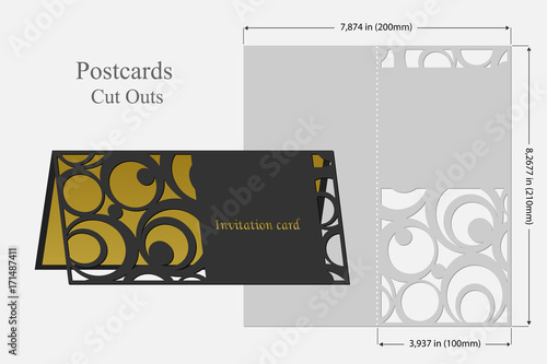 Card circular pattern for laser cut. Silhouette design. possible to use for weddings, Valentines, birthday, invitations, presentations, greetings, holidays, celebrations, save the day. Vector.