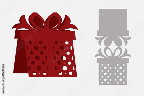 Greeting card for cutting with laser, plotter. Silhouette design. Can be used for congratulations on birthday, Christmas, new year, Valentine's day. Vector illustration.