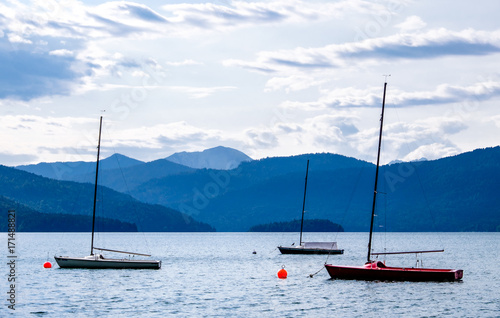 sailboats at the walchensee lake in germany © fottoo