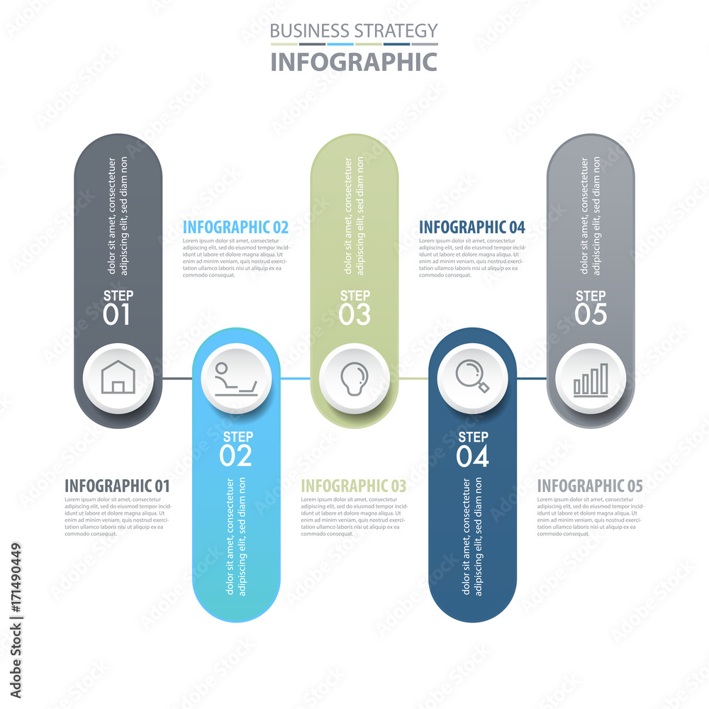 5 steps modern and clean Business Infographics design template 5 steps modern and clean Business Infographics design template