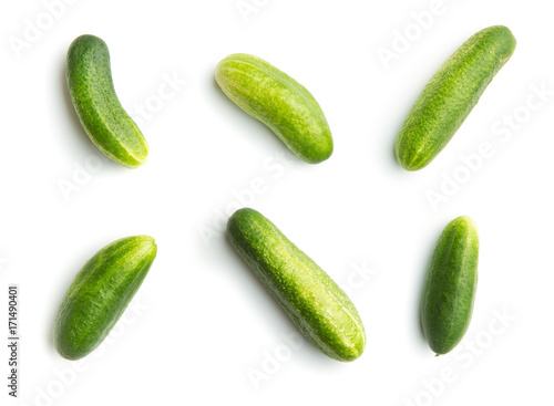 Fresh green cucumbers.