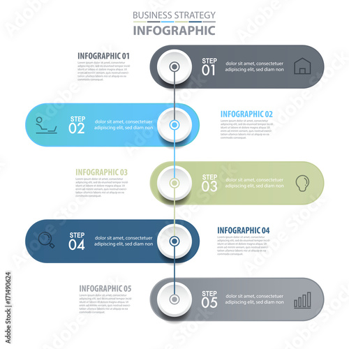 5 steps modern and clean Business Infographics design template