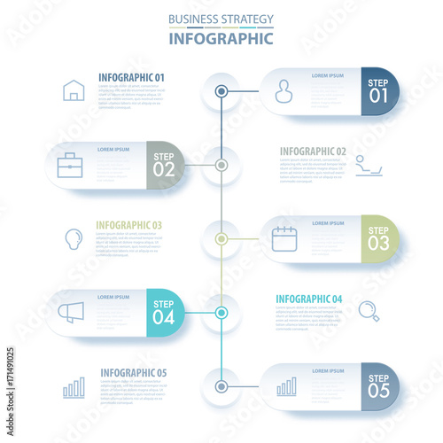 5 steps modern and clean Business Infographics design template