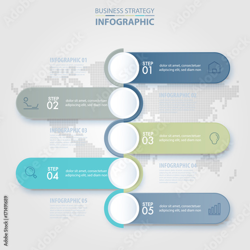 5 steps modern and clean Business Infographics design template