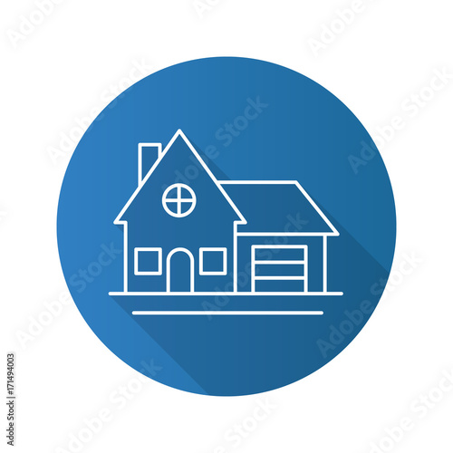 Cottage flat linear long shadow icon
