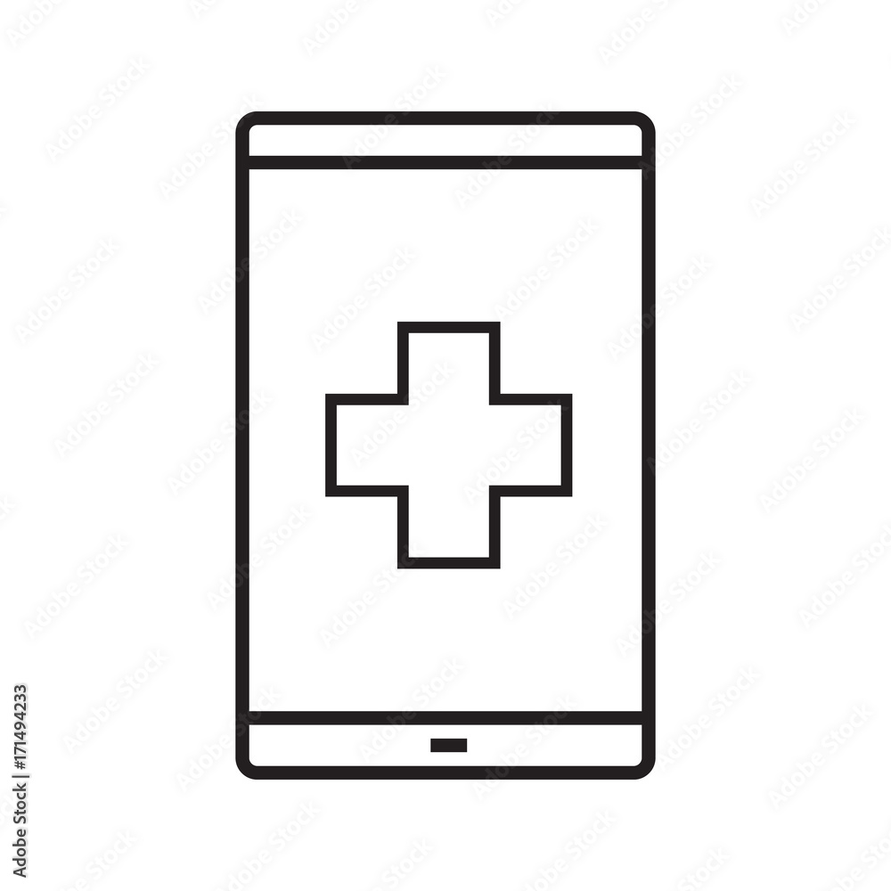 Smartphone medical app linear icon Smartphone medical app linear icon