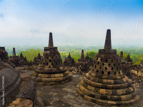 The 9th-century Mahayana Buddhist temple Borobudur, Magelang Regency, near Yogyakarta, Java Island, Indonesia