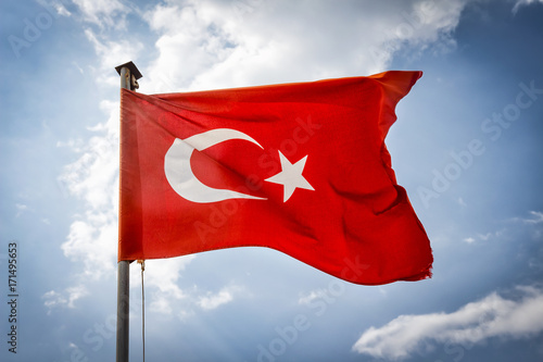 Turkish flag on the background of sky