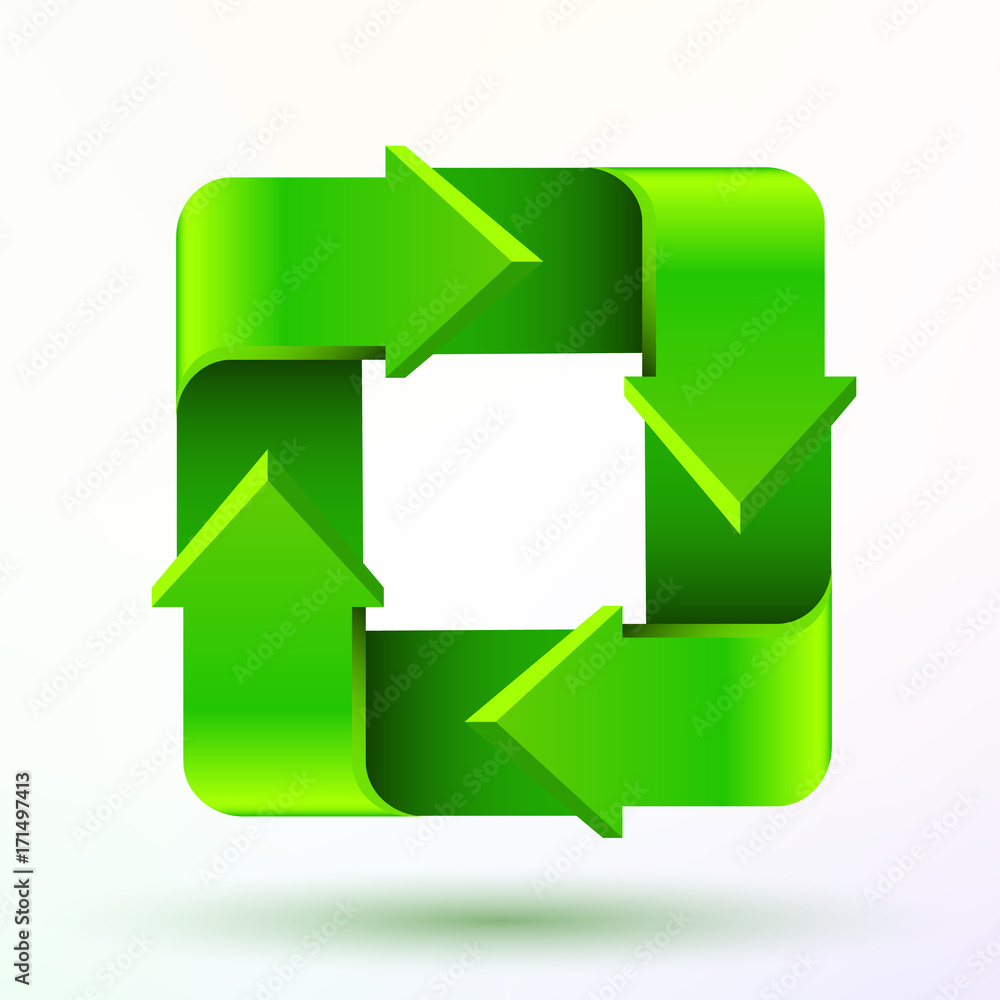 Recycle symbol or sign of conservation green icon isolated on white background. Recycle symbol or sign of conservation green icon isolated on white background.