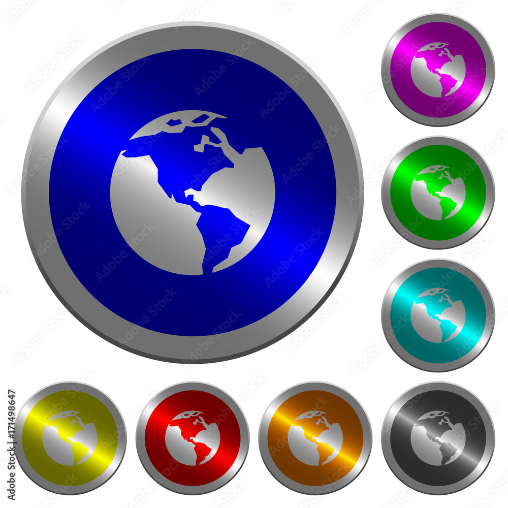 Earth luminous coin-like round color buttons Earth luminous coin-like round color buttons