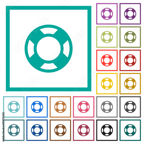 Lifesaver flat color icons with quadrant frames