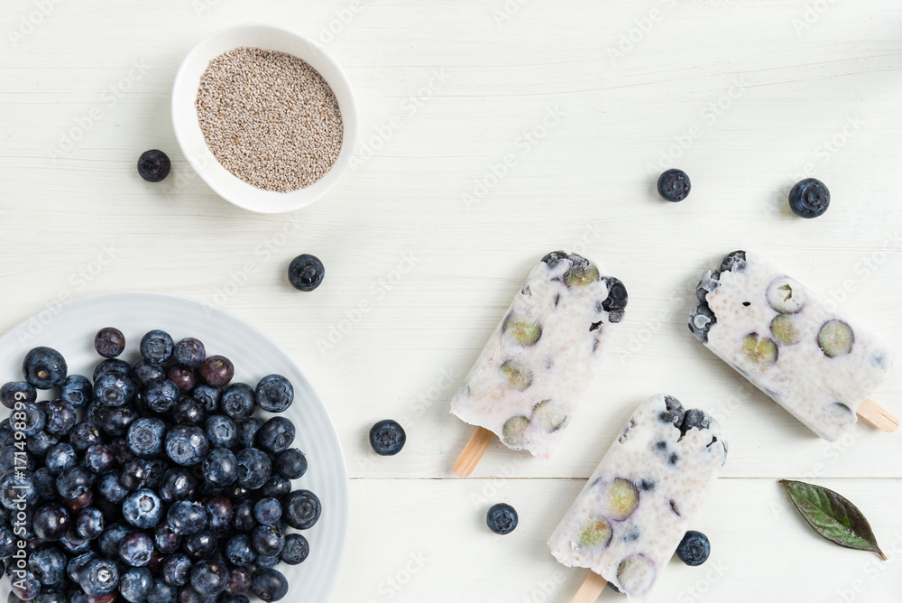 Homemade Detox Berry Popsicles, Healthy Snack Concept Homemade Detox Berry Popsicles, Healthy Snack Concept