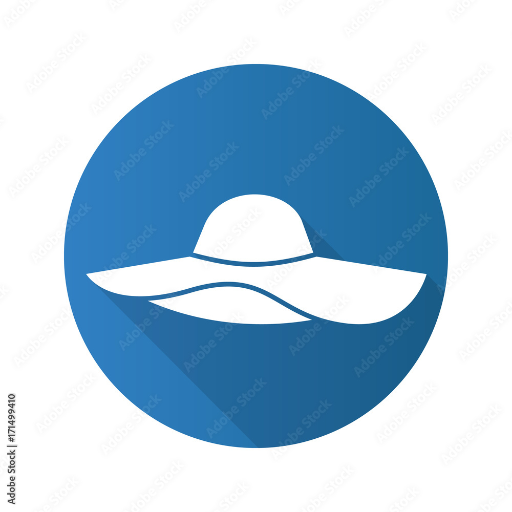 Women's beach hat flat design long shadow glyph icon Women's beach hat flat design long shadow glyph icon