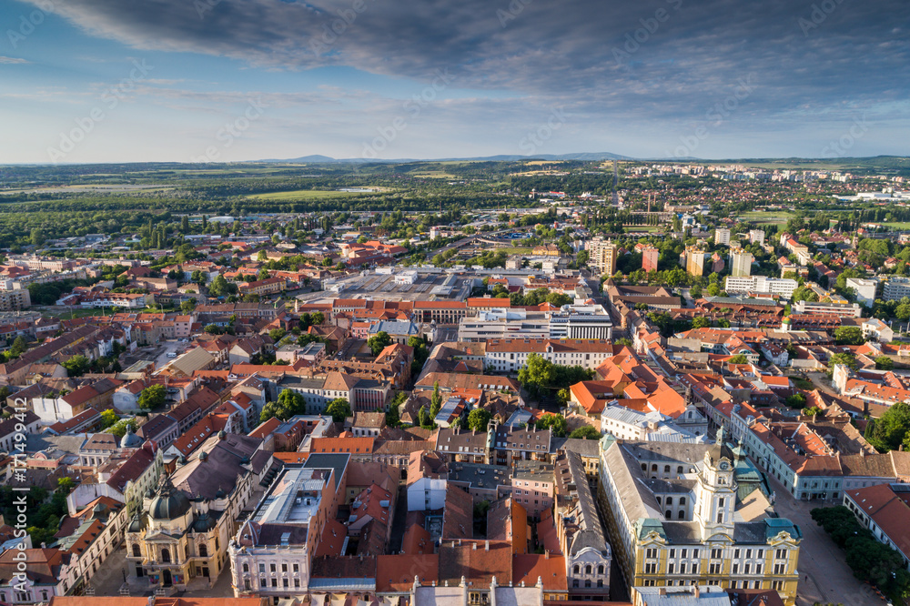 Fototapeta premium Bird eye view of Pecs, Hungary