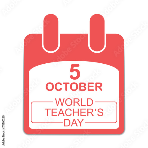 5st October world Teacher's Day  Poster. Vector illustration isolated on white background.