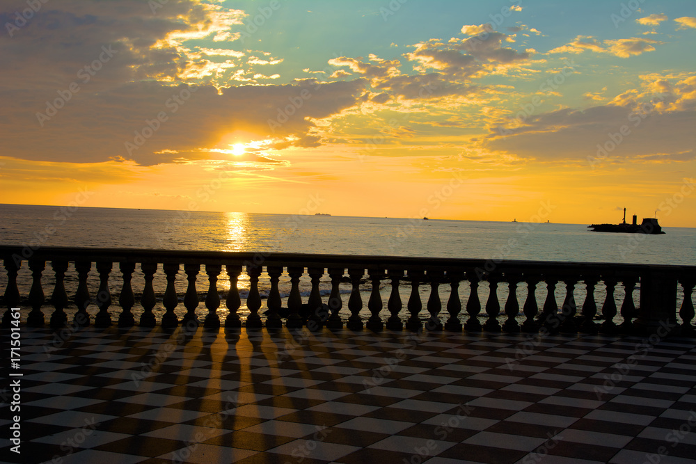 sunset from the promenade of livorno