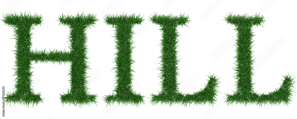 Hill - 3D rendering fresh Grass letters isolated on whhite background. Hill - 3D rendering fresh Grass letters isolated on whhite background.