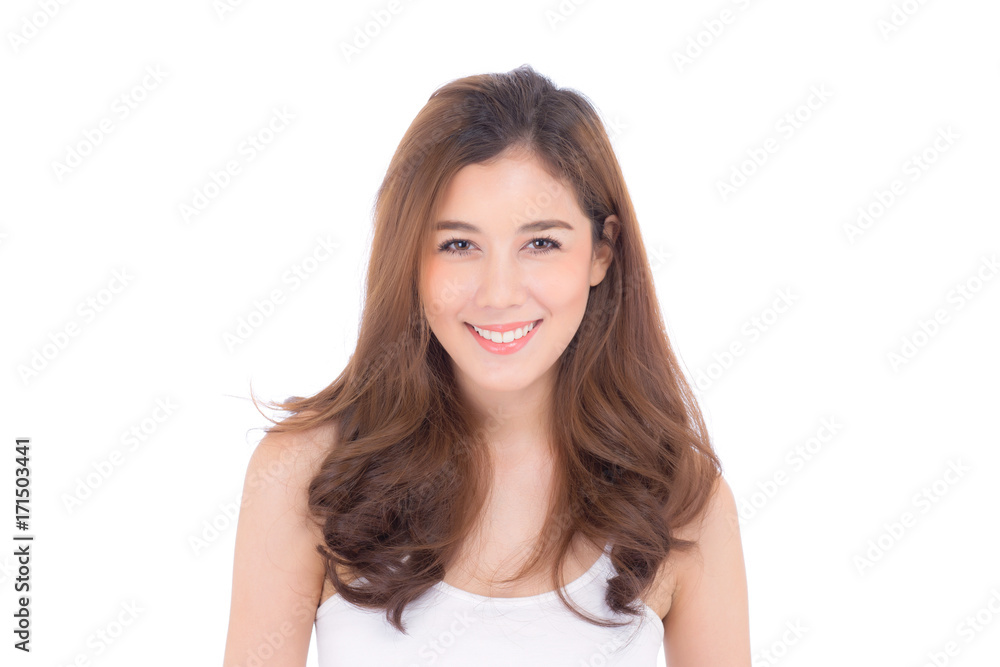Beautiful girl with makeup, woman and skin care cosmetics concept / attractive asia girl on face isolated on white background. Beautiful girl with makeup, woman and skin care cosmetics concept / attractive asia girl on face isolated on white background.