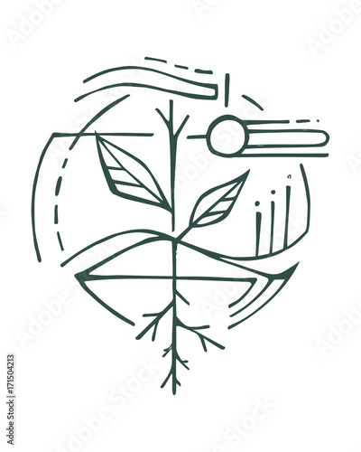 Plant and root abstract symbol illustration