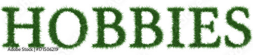Hobbies - 3D rendering fresh Grass letters isolated on whhite background.